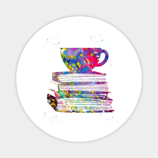 Cup of Tea with Books Magnet by erzebeth